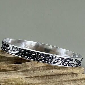 Intricate Sterling Silver Bangle Bracelet